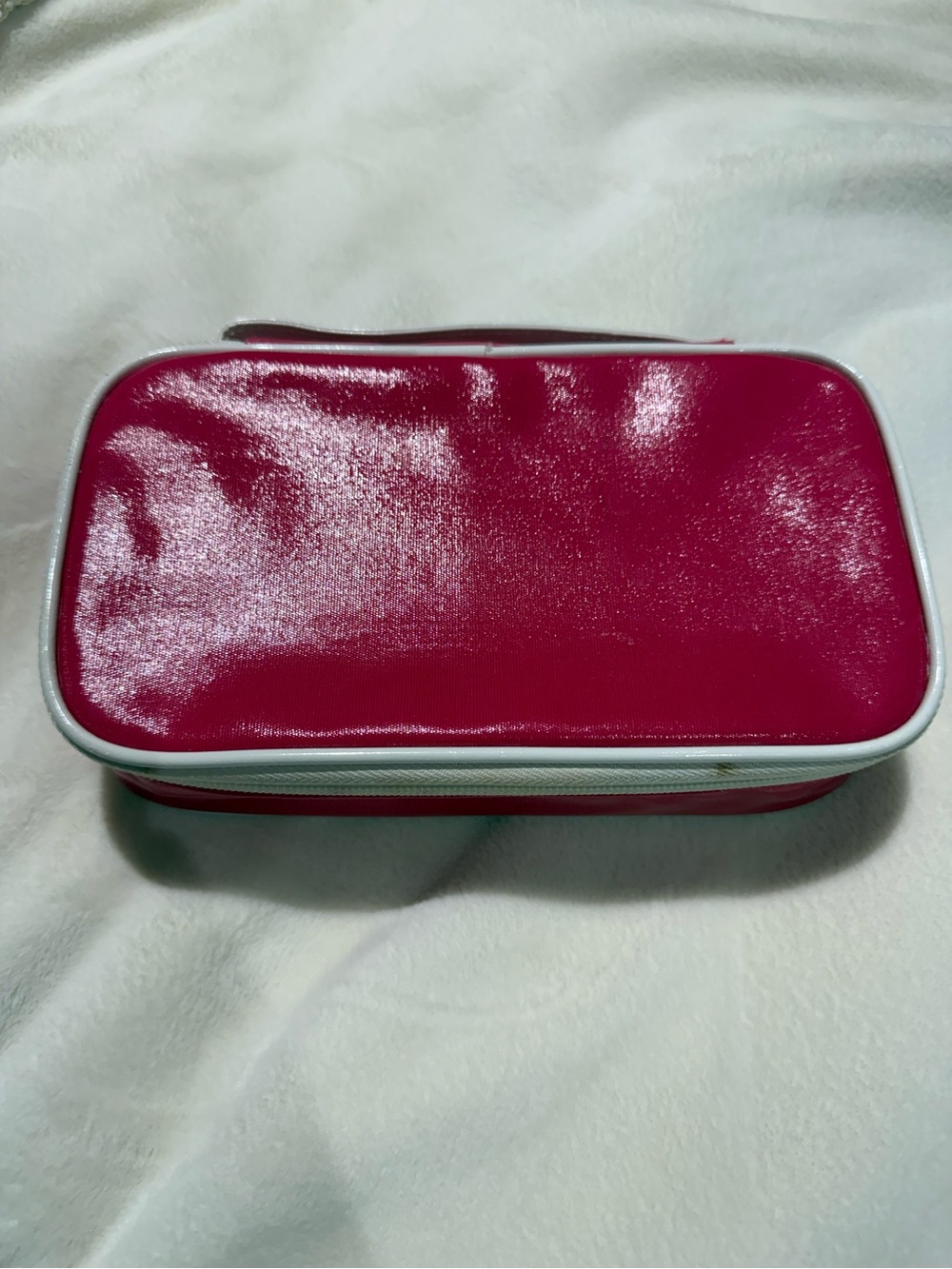 Glossy Hot Pink Cosmetic Case with White Trim - Sephora brand
